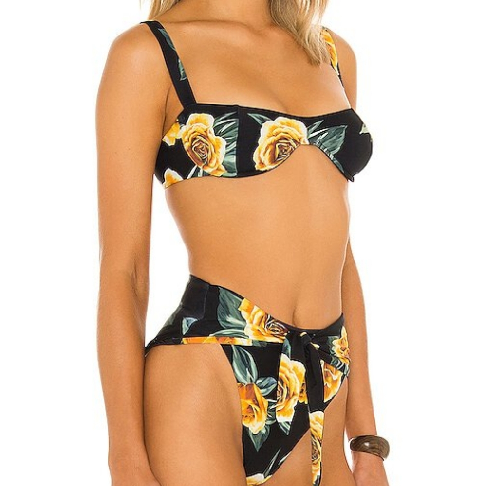 WeWoreWhat Sorrento Top Riviera Bottom Bikini Set Black Rose - Picture 6 of 14